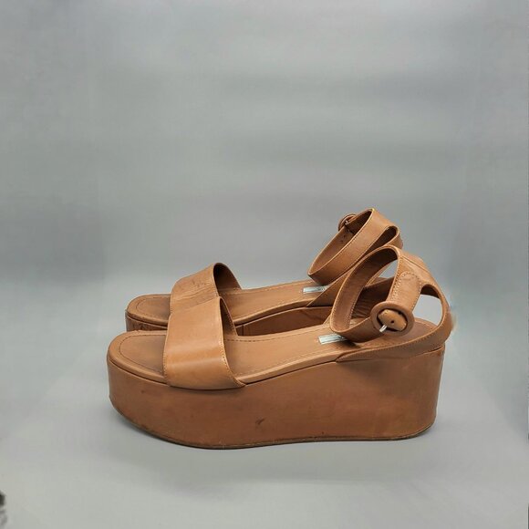 PRADA Leather Platform Wedge Sandals - Picture 5 of 16